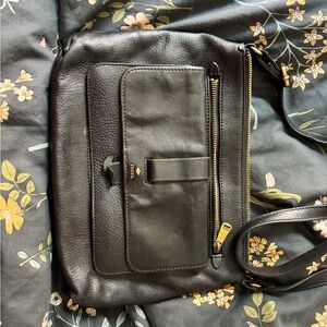 Fossil Black Leather Crossbody Bag